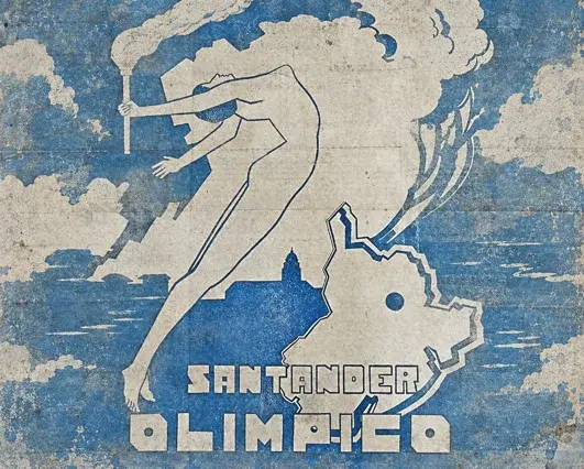 Afiche «Santander Olímpico» de la época en que los Juegos pasaron a llamarse Juegos Atléticos Nacionales.
