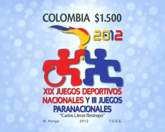 Estampilla conmemorativa de los XIX Juegos Nacionales y III Paranacionales, 2012.